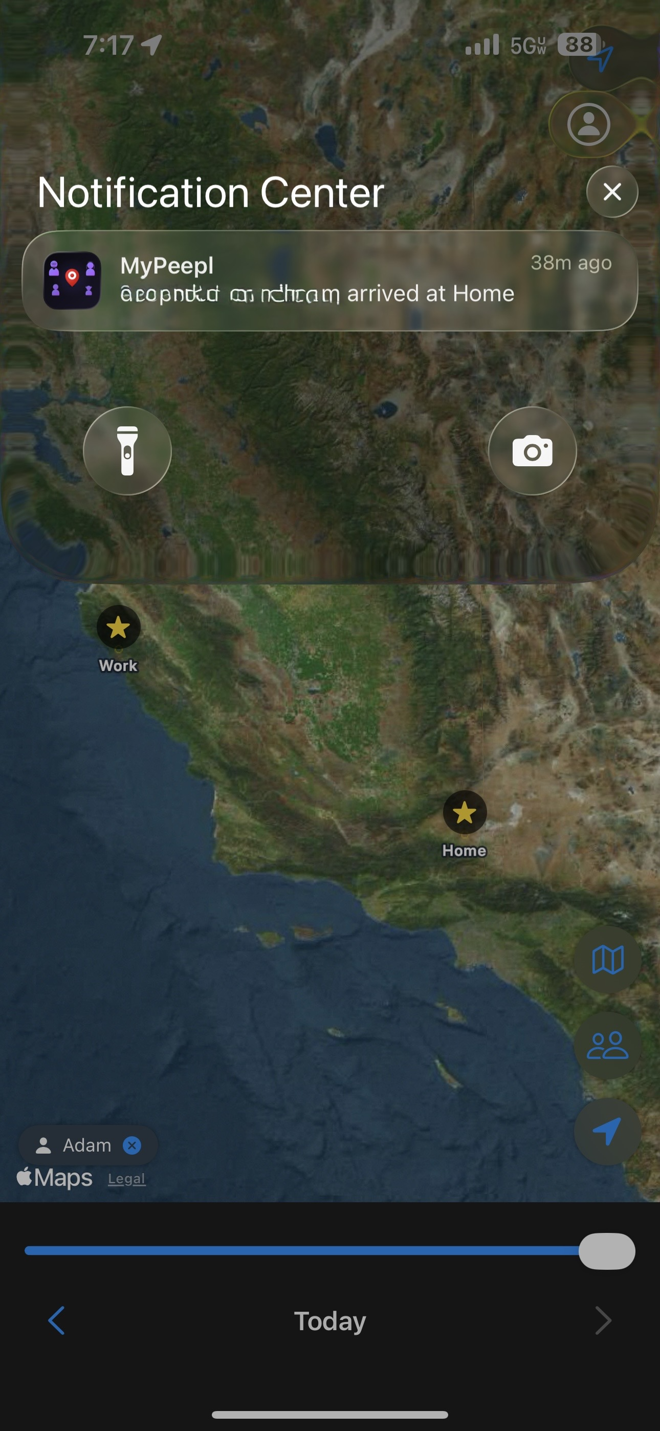 Arrival and Departure Alerts screen