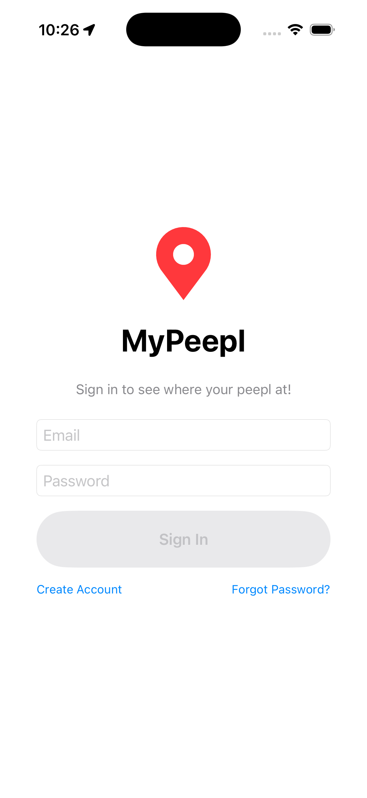 Sign In screen